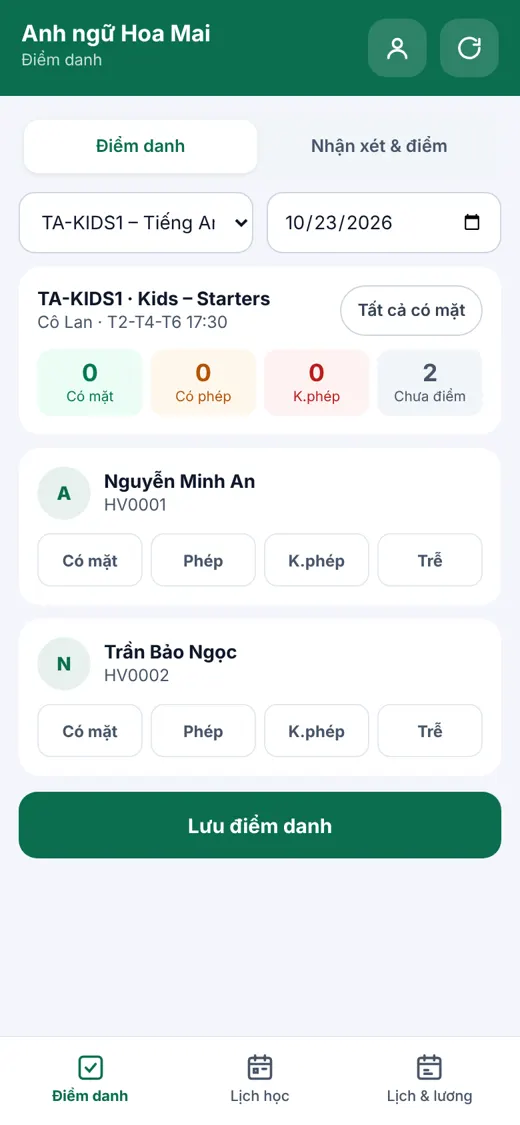 Giáo viên điểm danh